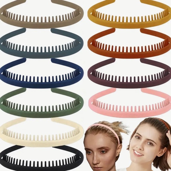 🔴 5 for $10 ONE Beige Headband with Teeth - Picture 3 of 7